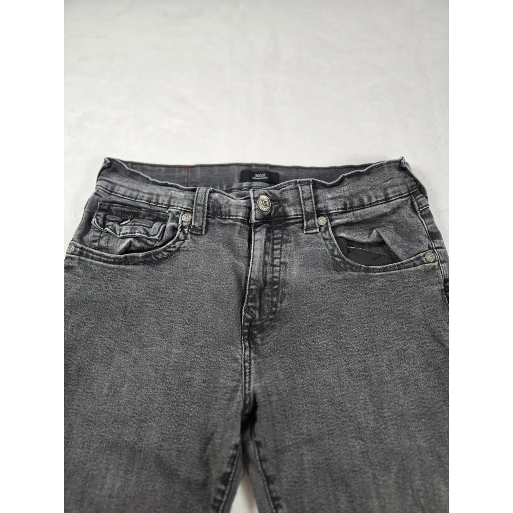 True Religion Mens Jeans‎ Size 34 x 33 Rocco Relaxed Skinny Black washed